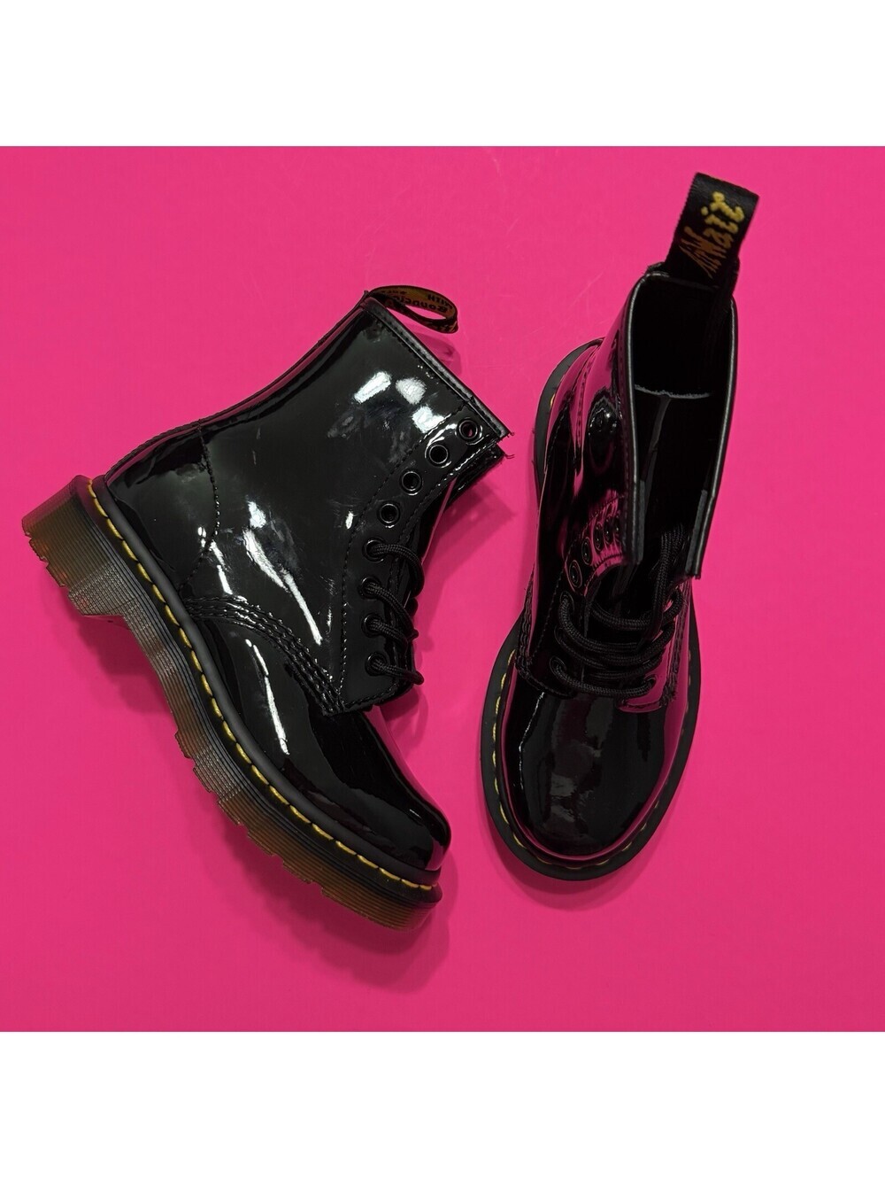 Dr. Martens 1460 Classic Patent Leather Combat Boots Black Women's size 5 New